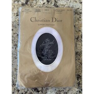 Christian Dior Womens Large Black Orchid Pantyhose Deadstock Vintage 4494 NEW